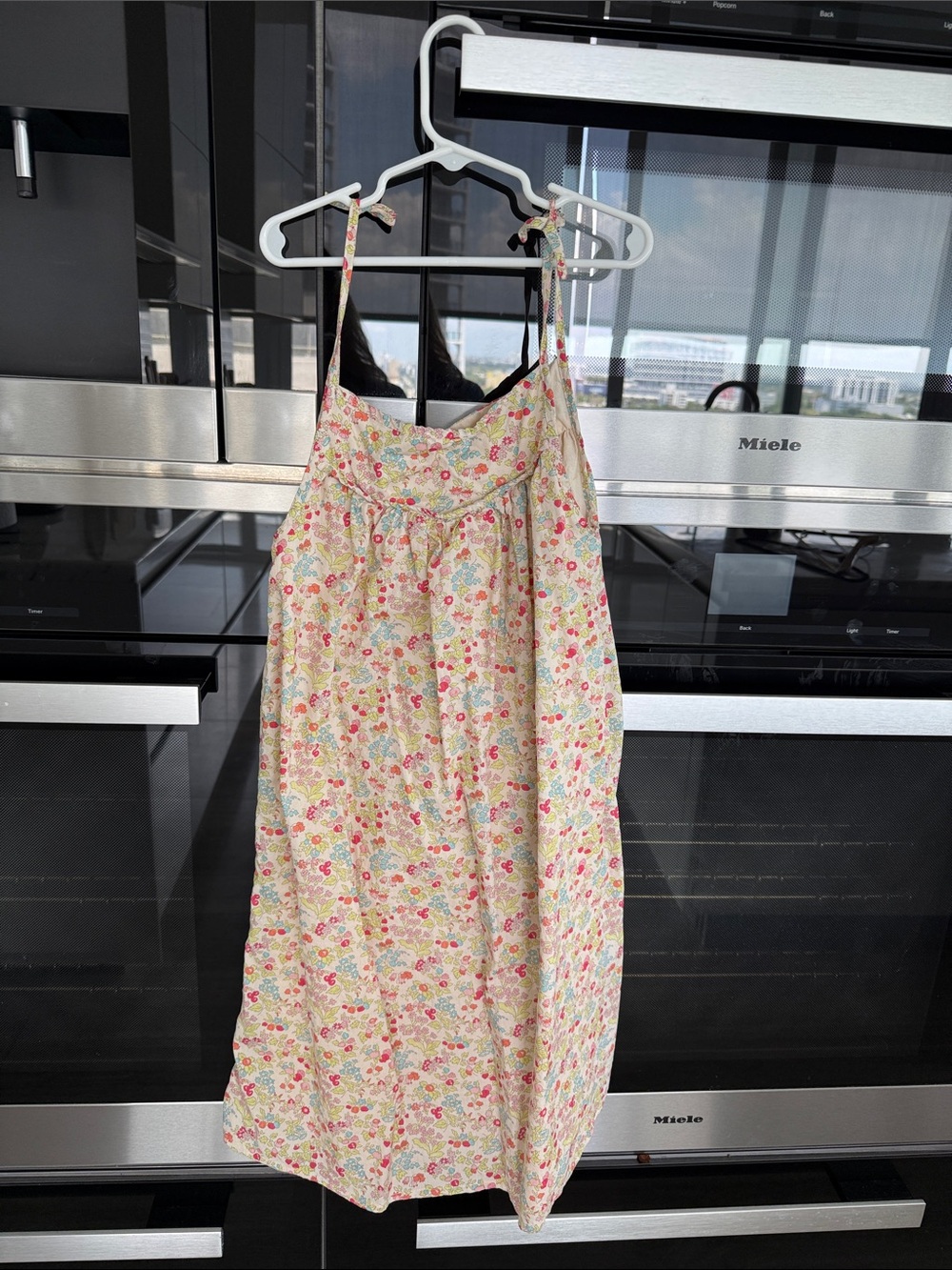 Bonton Floral Sundress in Cream with Pink and Blue Flowers